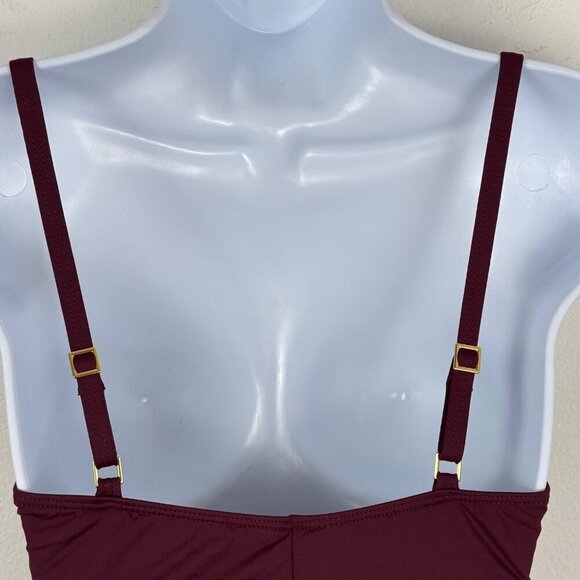 La Blanca Island Goddess Burgundy One Piece Swimsuit Size 10 Adjustable Strap - Picture 3 of 9